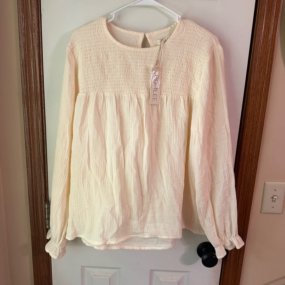 NWT Roolee Cream Textured Blouse